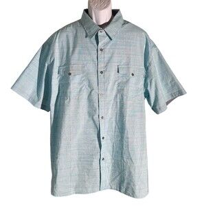 FREE PLANET Men's Short Sleeve Button Down Shirt Blue 3XL